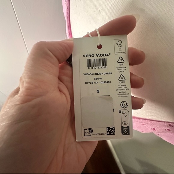 Vero Moda Pink Eyelet Midi Beach Dress NWT Size Small Balletcore - Picture 8 of 8